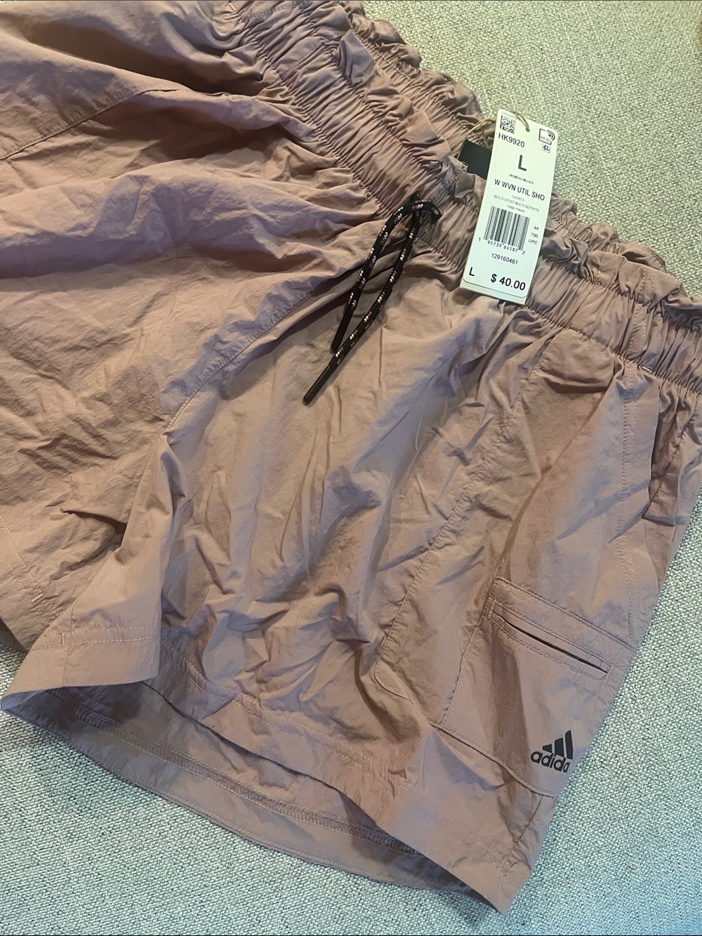 adidas Dusty Mauve Drawstring Athletic Shorts NWT - Picture 4 of 7